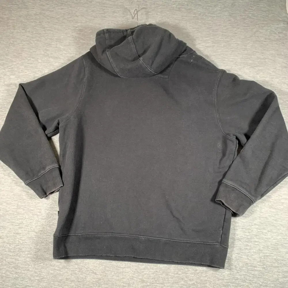 CAT Hoodie Mens XL Black Pullover Fleece Kangaroo Pocket Logo Workwear Graphic